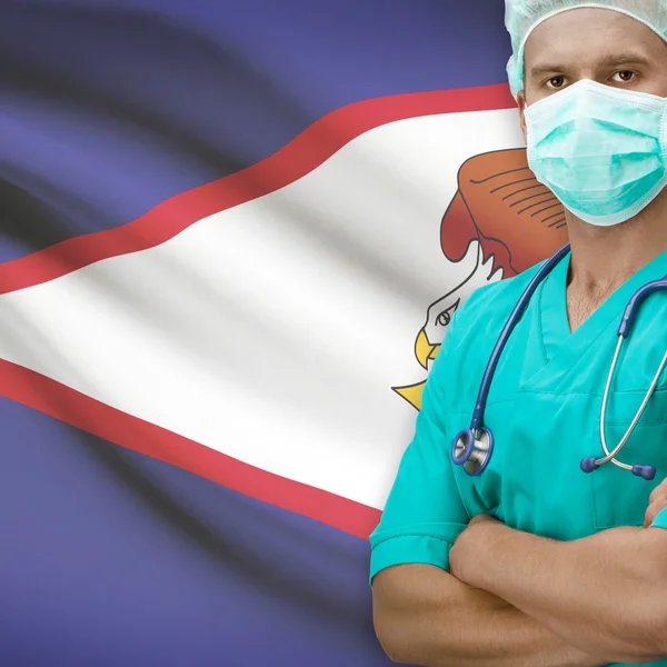 Surgeon with flag on background series - American Samoa — Stock Photo, Image