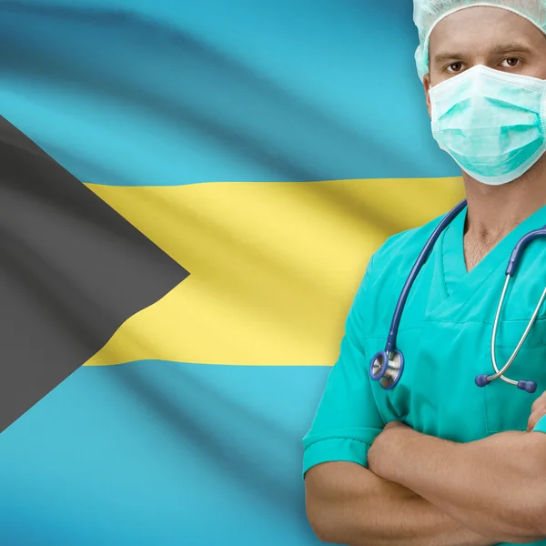 Surgeon with flag on background series - Bahamas — Stock Photo, Image