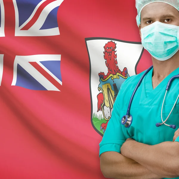 Surgeon with flag on background series - Bermuda — Stock Photo, Image