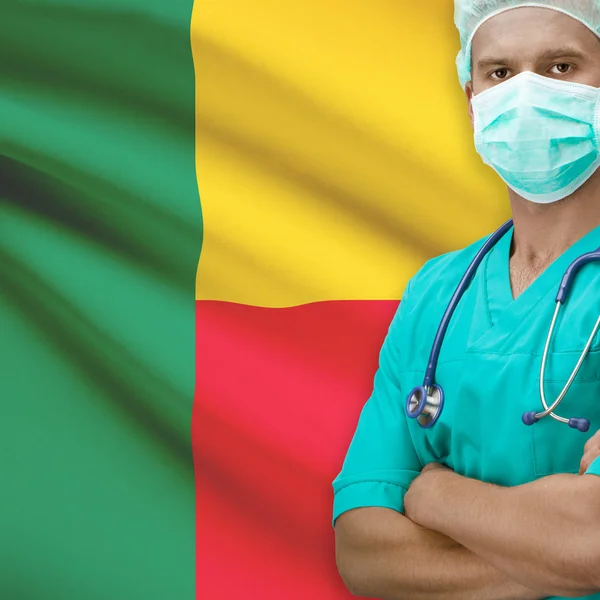 Surgeon with flag on background series - Benin — Stock Photo, Image