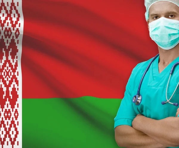 Surgeon with flag on background series - Belarus — Stock Photo, Image