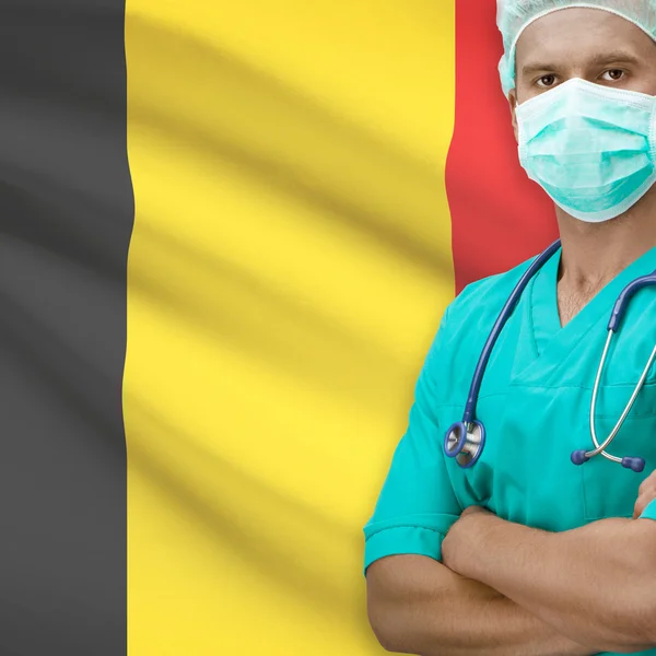 Chirurg met vlag op achtergrond serie - België — Stockfoto