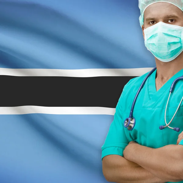 Surgeon with flag on background series - Botswana — Stock Photo, Image