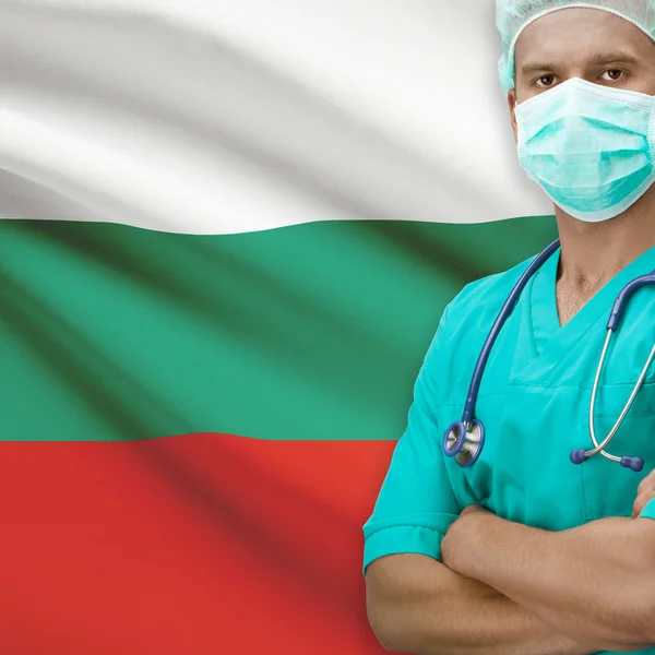 Surgeon with flag on background series - Bulgaria — Stock Photo, Image