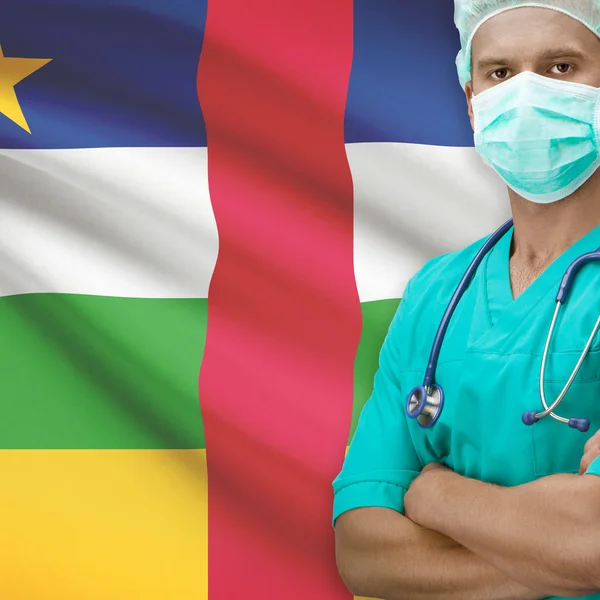 Surgeon with flag on background series - Central African Republi — Stock Photo, Image