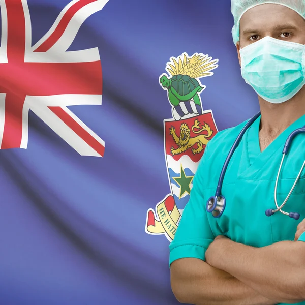 Surgeon with flag on background series - Cayman Islands — Stock Photo, Image