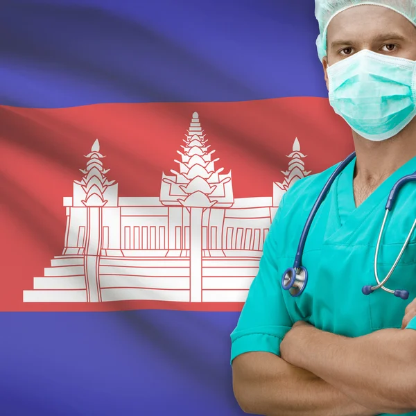 Chirurg mit Flagge auf Hintergrund-Serie - Kambodscha — Stockfoto