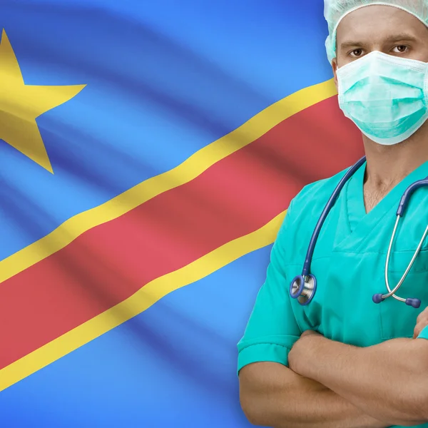 Surgeon with flag on background series - Congo-Kinshasa — Stock Photo, Image