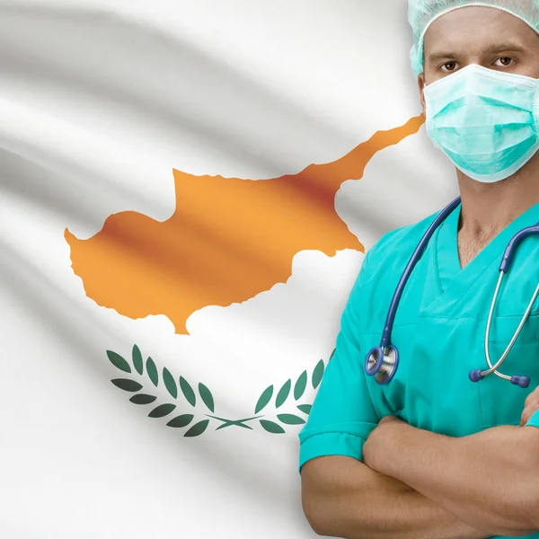 Surgeon with flag on background series - Cyprus — Stock Photo, Image