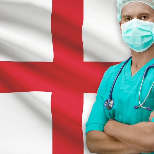 Surgeon with flag on background series - England — Stock Photo, Image