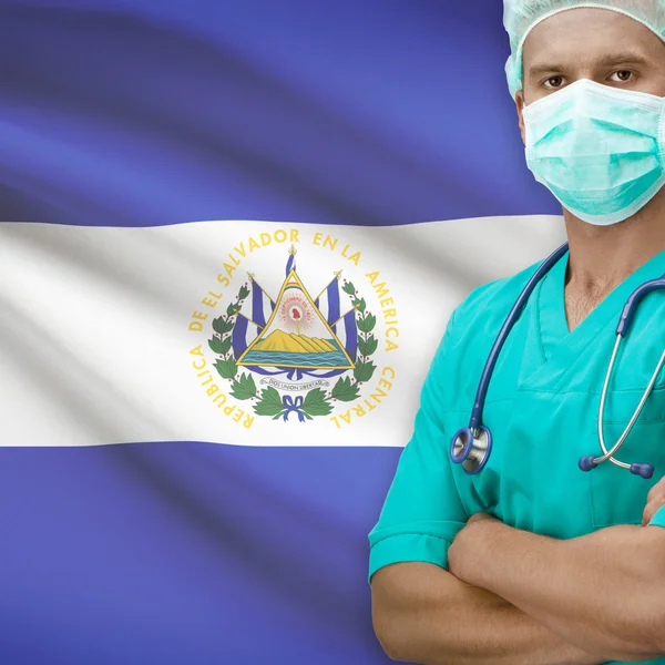 Surgeon with flag on background series - El Salvador — Stock Photo, Image