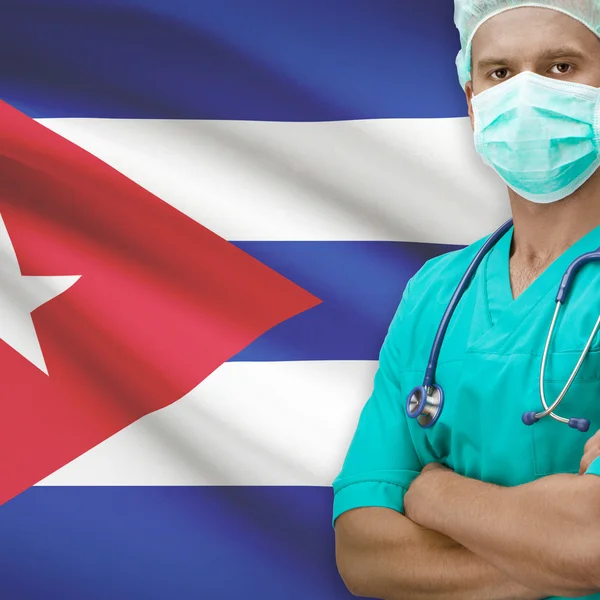 Surgeon with flag on background series - Cuba — Stock Photo, Image