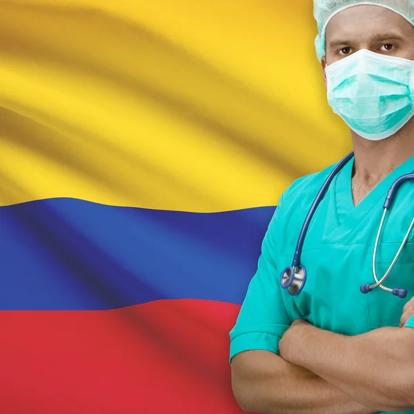 Surgeon with flag on background series - Colombia — Stock Photo, Image