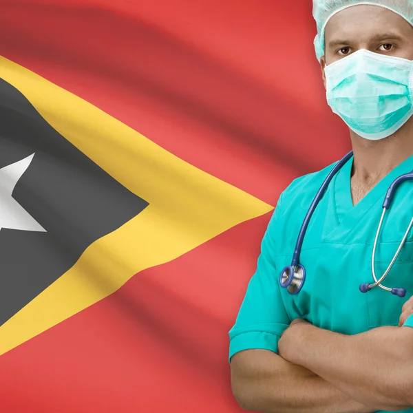 Surgeon with flag on background series - East Timor — Stock Photo, Image