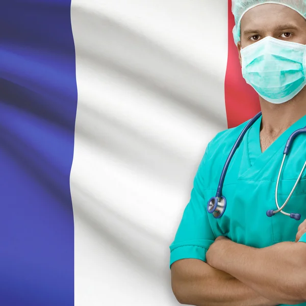 Surgeon with flag on background series - France — Stock Photo, Image