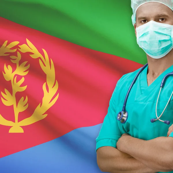 Surgeon with flag on background series - Eritrea — Stock Photo, Image