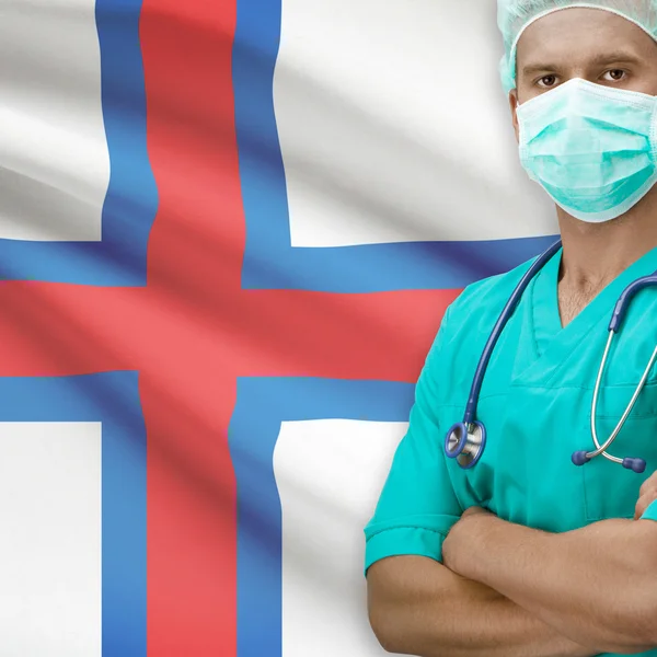 Surgeon with flag on background series - Faroe Islands — Stock Photo, Image