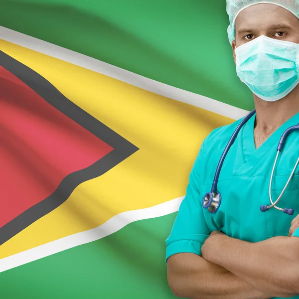 Cirurgião com bandeira na série de fundo - Guiana — Fotografia de Stock