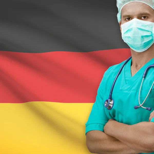 Surgeon with flag on background series - Germany — Stock Photo, Image