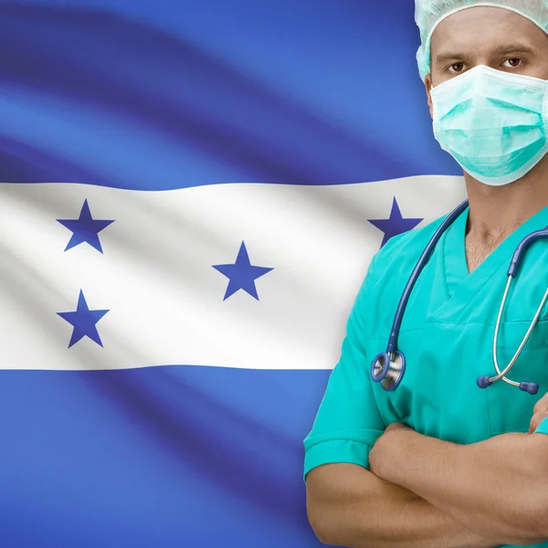 Cirurgião com bandeira na série de fundo - Honduras — Fotografia de Stock