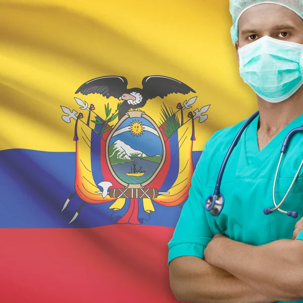 Cirujano con bandera en serie de fondo - Ecuador — Foto de Stock