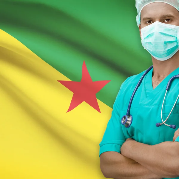 Surgeon with flag on background series - French Guiana — Stock Photo, Image