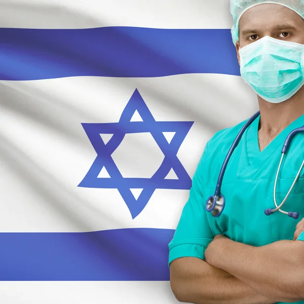 Surgeon with flag on background series - Israel — Stock Photo, Image