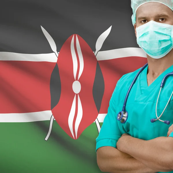 Chirurgien avec le drapeau sur la série de fond - Kenya — Photo