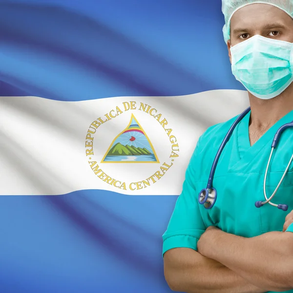 Surgeon with flag on background series - Nicaragua – stockfoto
