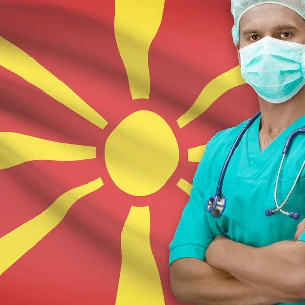 Surgeon with flag on background series - Macedonia — Stock Photo, Image