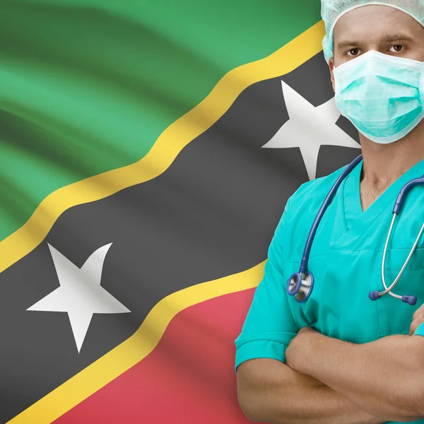 Surgeon with flag on background series - Saint Kitts and Nevis — Stock Photo, Image