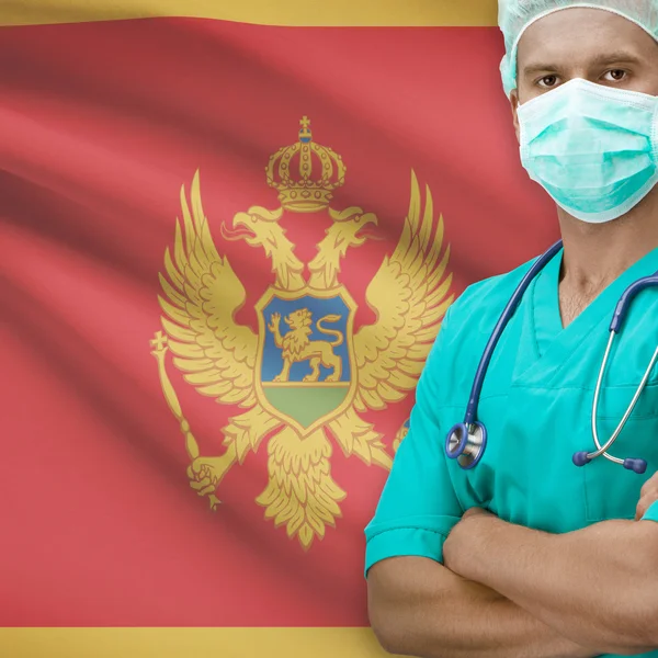 Surgeon with flag on background series - Montenegro — Stock Photo, Image