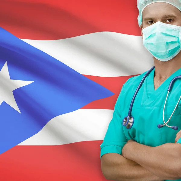 Chirurg met vlag op achtergrond serie - Puerto Rico — Stockfoto