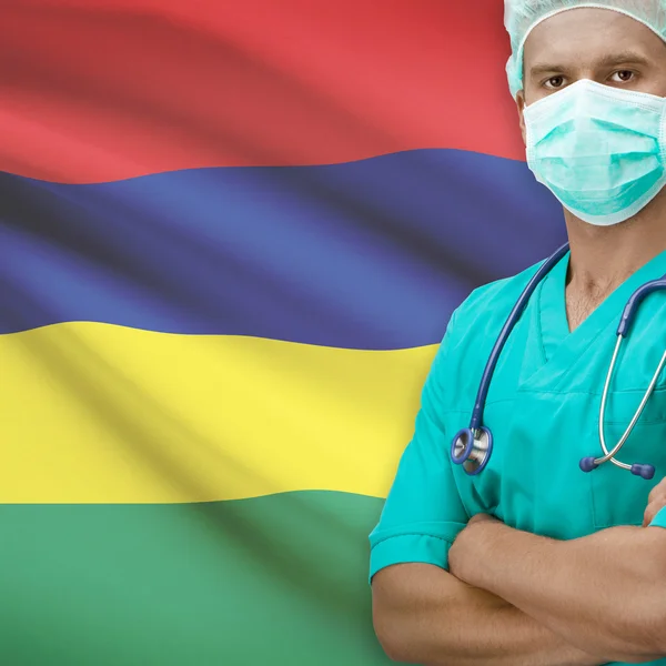 Surgeon with flag on background series - Mauritius — Stock Photo, Image