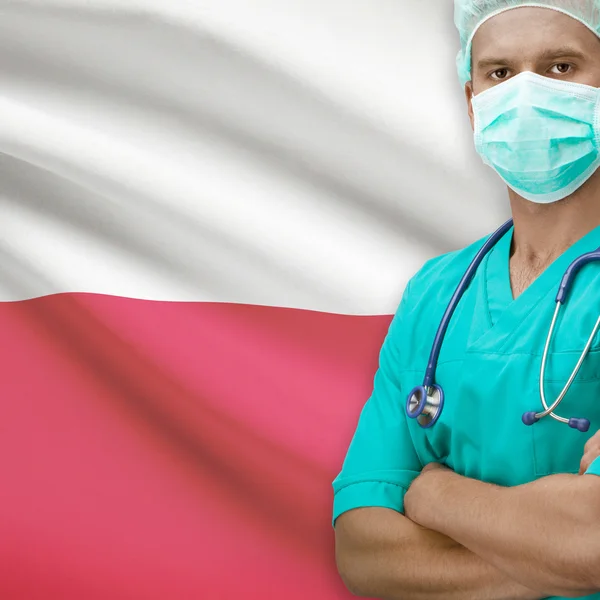 Surgeon with flag on background series - Poland — Stock Photo, Image