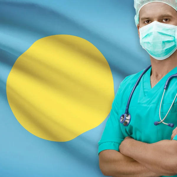 Surgeon with flag on background series - Palau — Stock Photo, Image