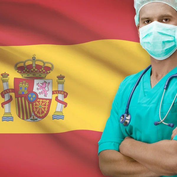 Cirurgião com bandeira na série de fundo - Espanha — Fotografia de Stock