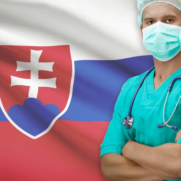 Chirurg z flagi na tle serii - Słowacja — Zdjęcie stockowe