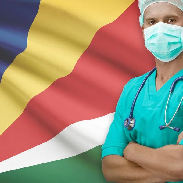 Surgeon with flag on background series - Seychelles — Stock Photo, Image