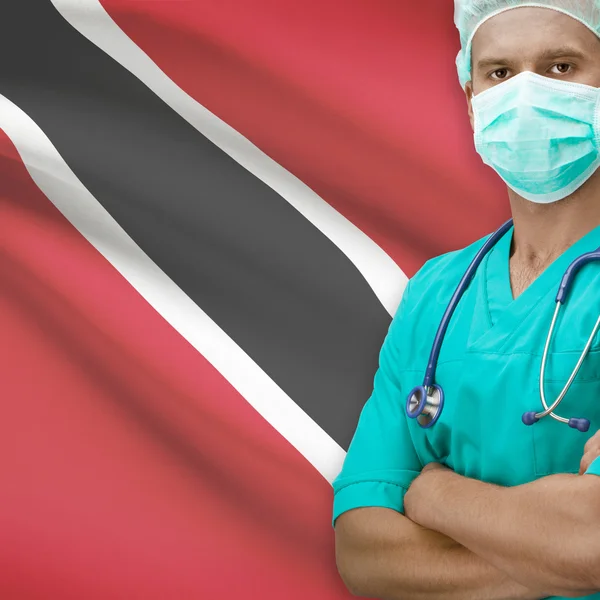 Surgeon with flag on background series - Trinidad and Tobago — Stock Photo, Image