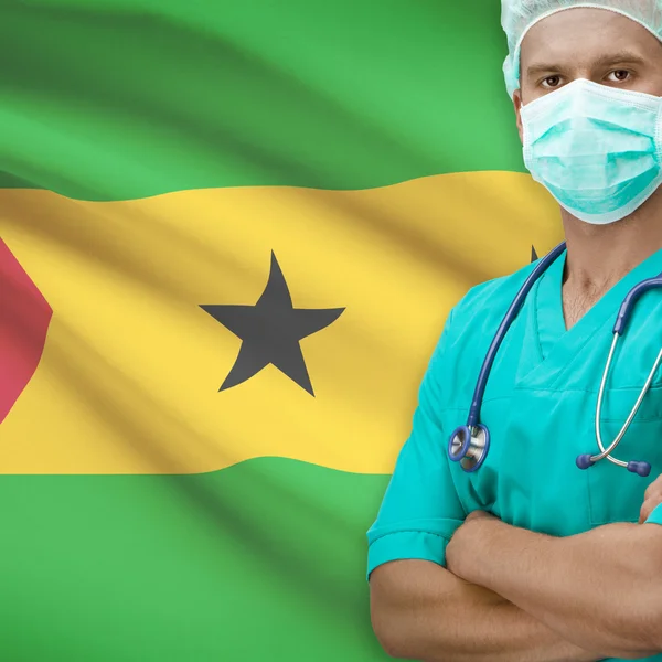Chirurg z flagi na tle serii - Sao Tome and Principe — Zdjęcie stockowe