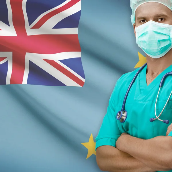 Хирург с флагом на фоне серии - Тувалу — стоковое фото