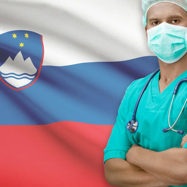 Surgeon with flag on background series - Slovenia — Stock Photo, Image