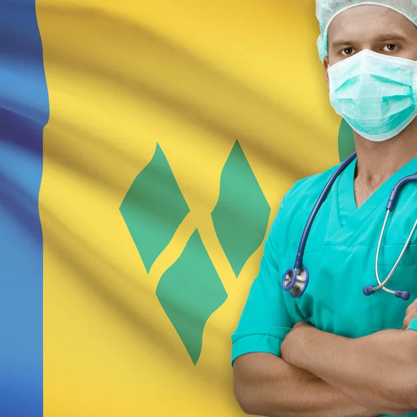 Surgeon with flag on background series - Saint Vincent and the G — Stock Photo, Image