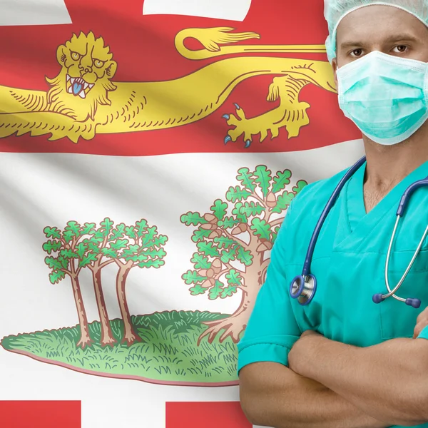 Chirurgien avec le drapeau de la province canadienne sur série de fond - Princ — Photo