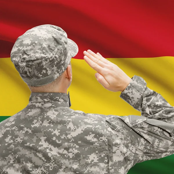 国旗シリーズ - ボリビアに直面して帽子の兵士 — ストック写真