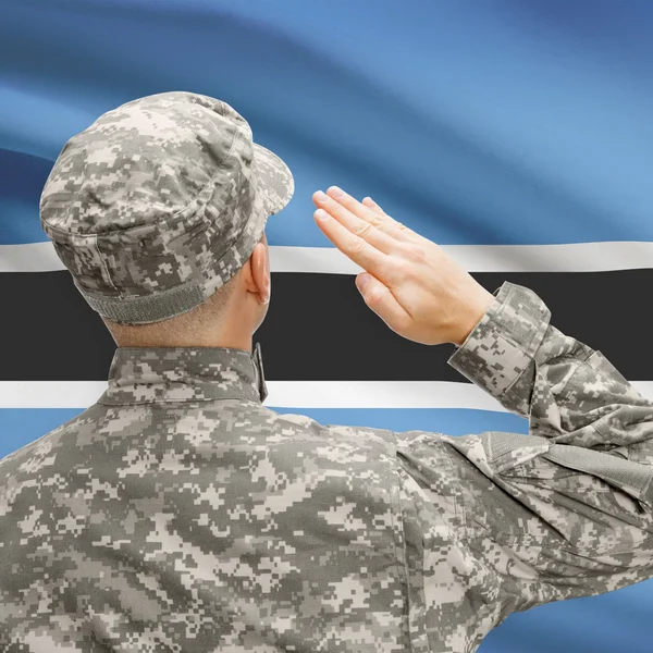 Soldier in hat facing national flag series - Brunei — Stock Photo, Image