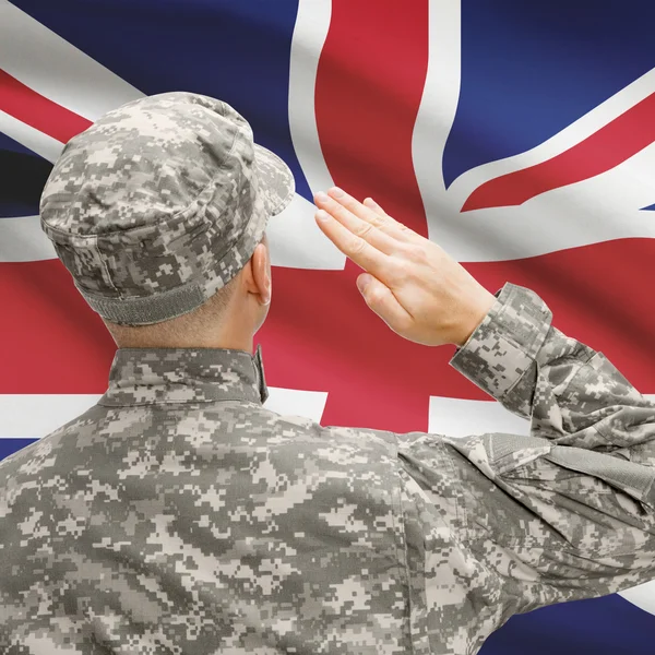 Voják v klobouku čelí státní vlajka series - Velká Británie — Stock fotografie