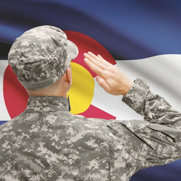 Voják zdravit nám stát vlajky series - Colorado — Stock fotografie