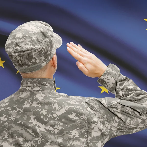 Στρατιώτης χαιρετισμό μας κράτος σημαίας σειρά - Αλάσκα — Φωτογραφία Αρχείου